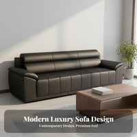 Piano Key Back Sofa Light Elegant Design Modern Leather Office Sofa Easy to Clean Minimalist Reception Couch for Homeowners, Guests, Living Room