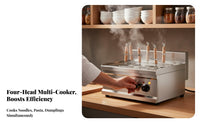 Electric Countertop Pasta Cooker Multifunctional Cooking Commercial Noodle Boiling Machine High Efficiency Multi-Basket Pasta Boiler for Chefs, Hotel