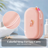 Cartoon Print Waterproof Storage Pouch Hanging Loop EVA Pouch Rounded Rectangular Organizer Case Portable for Girls, Swimming, Beach