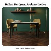 French design Square Table with Arched Legs Black Finish Kitchen Centerpiece Minimalist Design Household Furniture sturdy Wood Construction for Apartment Dwellers, Families, Homeowners, Dining Room, Family Meals, Dinner Parties