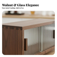 Fluted Glass Cabinet Dust-Proof Desktop Shelf Stackable Design for Countertop