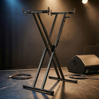 Foldable X-Shaped Frame Keyboard Stand Cross-Braced Adjustable Keyboard Stand Cylindrical Metal Metal Instrument Accessory Padded for Home Studio, Stage
