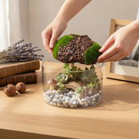 Artificial Flocked Moss Stones for Micro Landscape & Green Wall Decor
