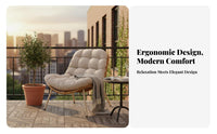 Ergonomic Design Padded Scoop Rocker Sturdy Frame Leisure Chair Thick Cushion Outdoor Furniture Wide Seat for Relaxation Seekers, Homeowners, Balcony, Patio, Garden, Living Room