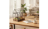 Clear House-Shaped Terrarium Modern Display Terrarium Sturdy Glass Planter Sturdy for Office