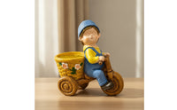 Pedal-Powered Planter Whimsical Cart Planter Easy to Clean Trolley with Baskets for Patio, Porch, Balcony