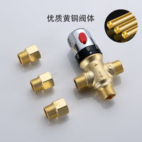 热销美制螺纹1/2NPT黄铜三通恒温混水阀热水器混合阀冷热水控制阀