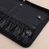 Foldable Makeup Brush Organizer Bag with Metal Zipper, Standing Design Storage for Travel and Professional Use, Cosmetic Holder for Enthusiasts