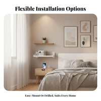 Easy Installation Display Device Wall Mount Space Saving Floating Display Device Shelf Detachable Design Floating Electronics Shelf Sturdy Construction for Renters, Students, Bedroom, Bedside, Living Room