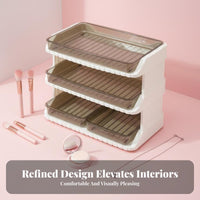 Multi-Layer Design Stackable Drawer Unit Large Capacity Cosmetics Holder Effortless Glide Drawers Desktop Organizer Easy Reach for Makeup Users, Office Workers, Dressing Table, Dormitory, Dorm Room, Bathroom