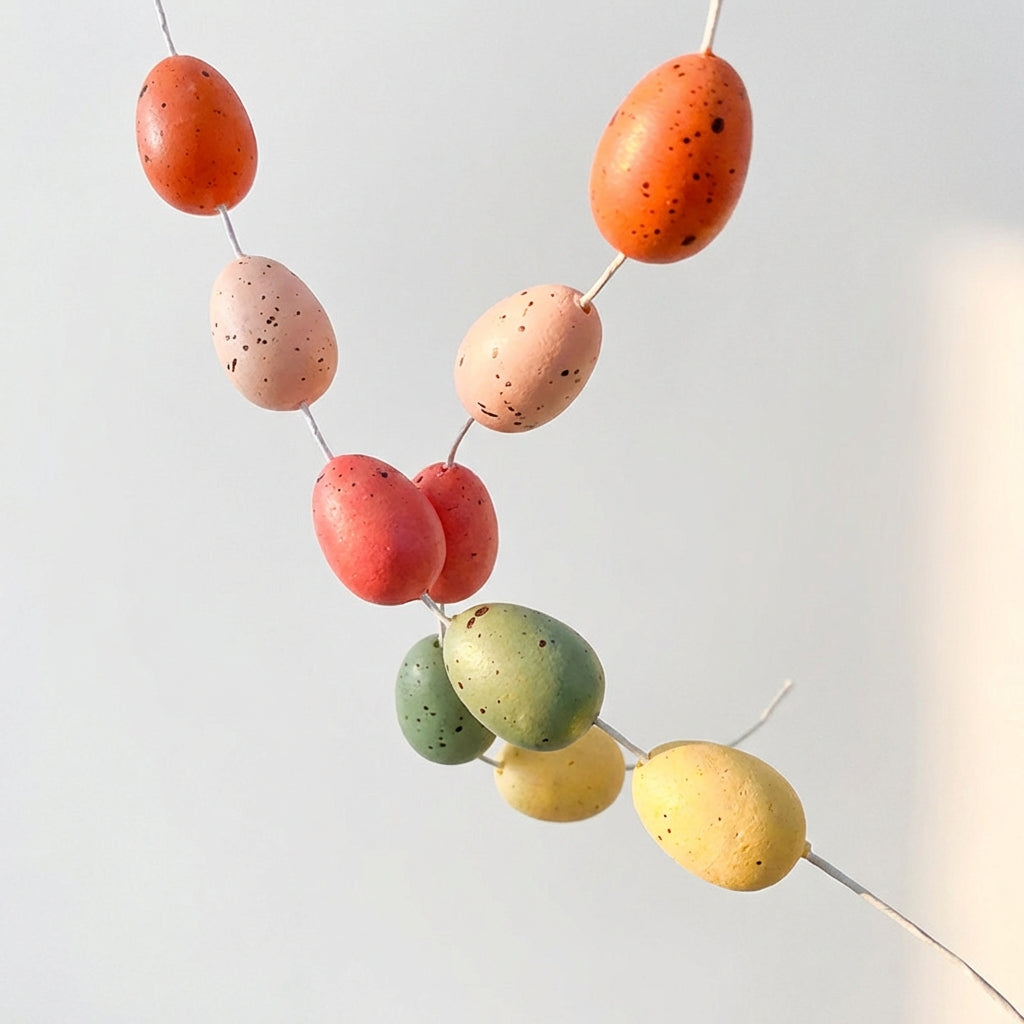 Easter Egg Branch DIY Craft Easter Egg String Festive Spring Floral Stem for Home Stylists, Kids, Vase Arrangement, Table Centerpiece, Wreath Making