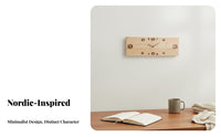 Silent Movement Horizontal Wall Clock Minimalist Design Rectangular Wooden Clock Non-Ticking for Homeowners, Living Room, Bedroom, Hallway