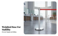 Retractable Belt Stanchion Stable and Anti-Tip Stainless Steel Queue Post Easy Installation Crowd Control Post with Belt for Banks, Airports, Stations