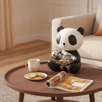 Pandas Figurine with Storage Bowl Decorative Pandas Statue with Bowl Cute Catchall Dish for Living Room, Coffee Table, TV Cabinet