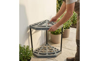 Molded Plastic Fan-Shaped Garden Tool Rack Open Frame Corner Garden Tool Rack Compact