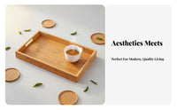 Japanese & design Rectangular Bamboo Tray Natural Artistic Tableware adaptable Serving Ware Raised rim Design fbeverage lovers, Home hosts, Restaurant, Living Room, Kitchen, Parties