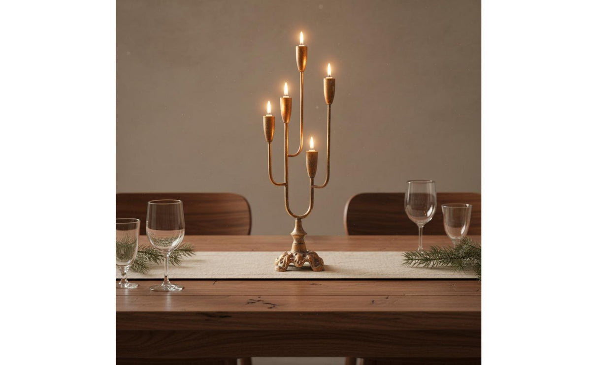 Candelabra Candle Stand European Golden Candelabra Table Centerpiece Ornate Gold Candlestick for Holiday Party