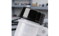 Ribbed Screw Cap Motorcycle Brake Reservoir Translucent White Master Cylinder Reservoir Mounting Tab Brake Fluid Reservoir Angled Outlet Nozzle