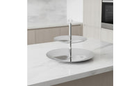 2 Tier Serving Stand Stainless Steel Oval Fruit Basket Sturdy Tableware for Dining Table, Kitchen Counter, Parties