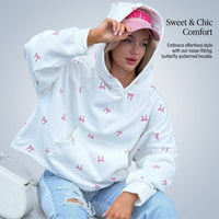 Hoodie for Women UK with Printed Design, Oversized Baggy Fit Hoodies for Girls, Long Sleeve Streetwear Travel with Pockets
