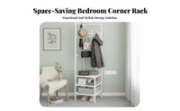 Freestanding Corner Hall Tree Space-Saving Coat Stand Multihanger Garment Rack Minimalist Design for Students, Apartment Dwellers, homeowners, Bedroom, Hallway, Dorm Room, Office