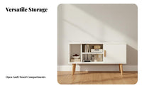 Minimalist TV Cabinet Stable Structure Small TV Console with Storage Raised Leg Design Narrow Media Cabinet for Bedroom