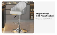 Modern Design Adjustable rotating Stool Built-in Footrest Adjustable rotating Stool with Low rear support Stable Base Bar Chair Padded seat padding for Homeowners, Business Owners, Adults, Reception Desk, Cafe, professional Establishment, Kitchen