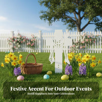 Long-Lasting Iron Easter Cross Garden Stake Easy to Install Easter Cross Lawn Sign Hollow-out Design for Christians, Homeowners