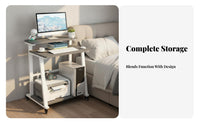 Space-Saving Mobile Computer Desk Modern Minimalist Design Small Study Desk on Wheels Multipurpose Bedside Rolling Table Easy Assembly for Telecommute Workers, Teenagers, Professionals, Bedroom, Dorm Room