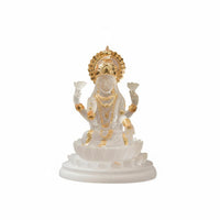 Gold Accents Resin Deity Figurine Frosted Finish Multi-Armed Deity Statue Translucent Lotus Pedestal Figurine Ornamental Design