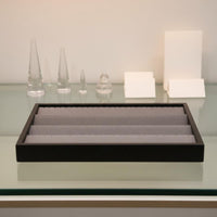 Wood Grain Look Jewelry Display Tray Compartment Look Jewelry Storage Tray Soft Soft Fabric Lining for Storage Counter, Dresser, Vanity