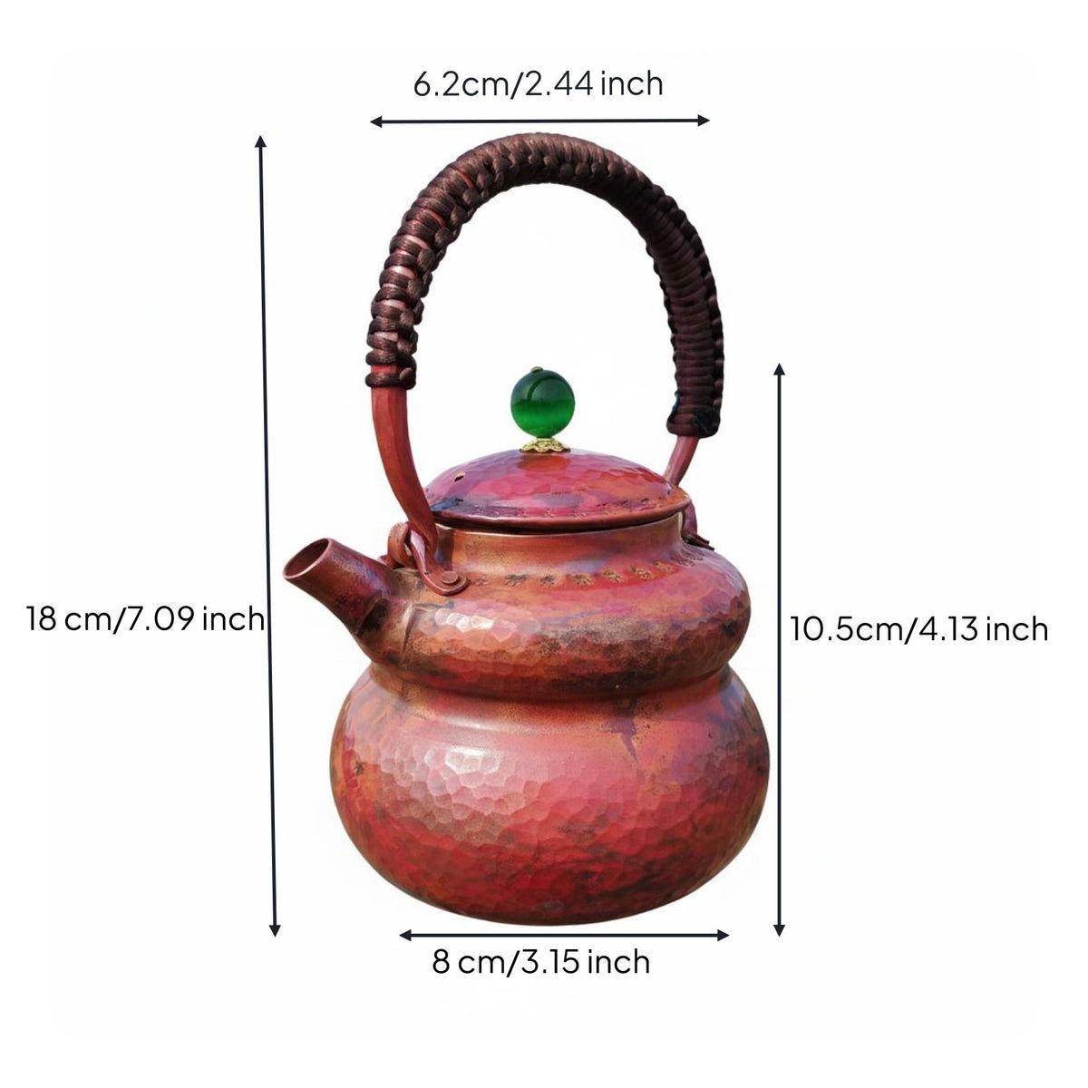 Pure Copper Tea Pot Thickened Stovetop Teapot Large Capacity for Ceramic Cooktop