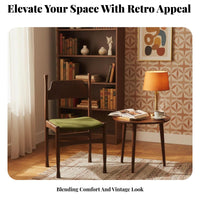 Thickly Padded Cushion Retro Wooden Dining Chair Sturdy Construction Upholstered Solid Wood Chair Ergonomic Design Indoor Furniture Easy Assembly for Homeowners, Families, Adults, Kitchen, Living Room, Restaurant, Home Office