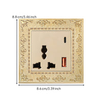 Antique Gold Decorative Outlet Panel Ornate Retro Socket Plate Vintage Embossed Wall Plate Metal for Interior Designers, Homeowners, Living Room, Bedroom, Hotel