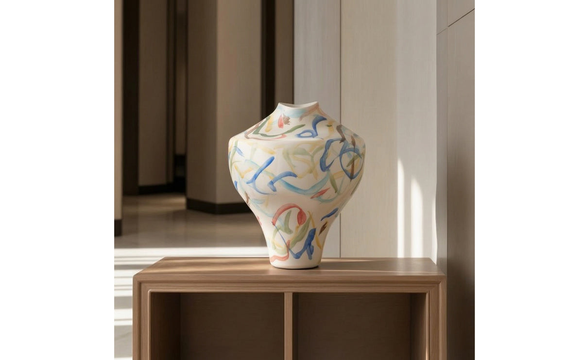 Ceramic Vase Textured Decorative Vase Japanese Aesthetic Vessel for Living Room, Entryway
