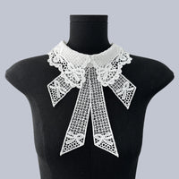 Embroidered Collar with Bow Scalloped Detachable Collar Elegant Delicate for Girls, School