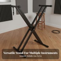 Foldable X shaped Keyboard Stand Anti-Slip Feet X shaped Keyboard Stand Heavy Duty Portable Digital Piano Holder for Artists, Kids, Practice Room, Studio, Home