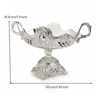 Metal Serving Tray with Handles Silver Tone Serving Tray with Handles Vintage Influenced for Home Stylists, Parties