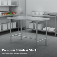 Easy to Clean Commercial Kitchen Prep Table Rust Resistant Stainless Steel Work Table Stable Structure Heavy Duty Food Prep Station for Restaurant Employees, Home Cooks, Workshop, Garage, Laundry Room, Outdoor