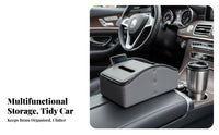 Leather Texture Car Armrest Tissue Box Easy Installation Car Console Organizer with Tissue Box Stable and Secure for Ride-Share Drivers