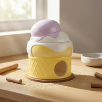 Dome Top Ceramic Hamster Hideout Geometric Pattern Hamster Cooling Shelter Embossed Ice Cream Cone Hideout Circular Doorway for Hamsters