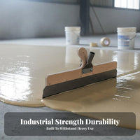 Double-Sided-Sided Notches Self-Leveling Floor Scraper High-Carbon Steel Blade Self-Leveling Cement Scraper Adjustable Handle Adapter Epoxy Floor Coating Trowel Heavy Duty for Contractors, DIY Enthusiasts, Garage Floors, Warehouses, Workshops, Basements