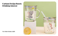 Measurement Scale Glass Sippy Cup with Straw Food-Grade Material Glass Measuring Cup for Children Heat Resistant for Boys, Girls, Mealtime