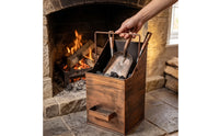 Rectangular Ash Bin with Shovel Holder Heat-Resistant Fireplace Ash Bin Easy to Carry Heavy-Duty for Wood Heater