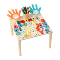 Wooden Learning Table with Cups Hands-on Busy Table Sensory Compact for Toddlers, Preschoolers, Kids, Playroom, Classroom