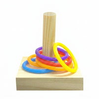 Parrot Toy Hoop Stacker Bird Training Set with Multicolored Hoops, Wooden Freestanding Puzzle Toy For Pet Bird, Small Parrot and Cockatiel