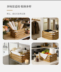 Vintage Wooden Storage Basket for Home and Kitchen