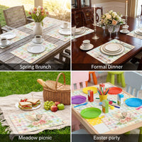 Easter Place Mat Easter Table Placemat Heat-Resistant Non-Slip Washable 30 x 45 cm Linen Dining Table Mat Spring Kitchen Table Decoration for Indoor Holiday Party