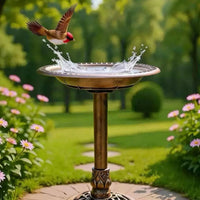 Easy to Clean Bird Bath Bowl Stable Base Bird Bath Feeder Combo Heavy Duty Feeding Station Antique Design for Yard