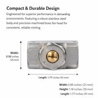 Stainless Steel Spray Tip for Industrial Applications, Misting Nozzle for Cooling, Cleaning, Garden, 1/8" Internal Thread Connection, Fine Mist Nozzle